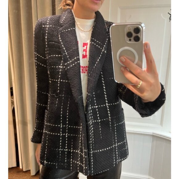 ANINE BING Kaia Plaid Blazer - Black and White - Picture 4 of 10